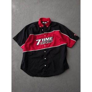 Vintage 2000s Dale Earnhardt 7 Time Champ Black Red Button-Up Shirt XL
